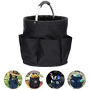 Premium Black Gardening Storage Bag made of durable 600D Oxford cloth, features 6 deep side pockets for small hand tools, spray bottles, beverages, and more. Equipped with an aluminum alloy handle wrapped in EVA molding for enhanced comfort and longevity.