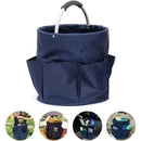 Premium Army green Gardening Storage Bag made of durable 600D Oxford cloth, features 6 deep side pockets for small hand tools, spray bottles, beverages, and more. Equipped with an aluminum alloy handle wrapped in EVA molding for enhanced comfort and longe