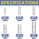 420PCS Non-Insulated Butt Connectors Kit - 6 Sizes BN0.5 to BN8