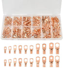 240pcs SC Open-Mouth Bare Copper Terminals + HS-50B Crimping Pliers Set - Gold - SC Inspection Hole Copper Lug
