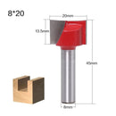20mm blade diameter 8mm Wood Cutter Cleaning Bottom Engraving Bits Solid Carbide Router Bit Woodworking Tools CNC Milling Endmill - Silver-Red