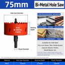 75mm Bi-Metal M42 High Speed Steel Hole Saw | with Pilot Drill Bit, Smooth Cutting Edge for PVC, Drywall, Wood, Plastic, Gypsum Board, Rubber, Thin Metal
