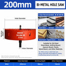 200mm Bi-Metal M42 High Speed Steel Hole Saw | with Pilot Drill Bit, Smooth Cutting Edge for PVC, Drywall, Wood, Plastic, Gypsum Board, Rubber, Thin Metal