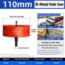110mm Bi-Metal M42 High Speed Steel Hole Saw | with Pilot Drill Bit, Smooth Cutting Edge for PVC, Drywall, Wood, Plastic, Gypsum Board, Rubber, Thin Metal