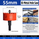 55mm Bi-Metal M42 High Speed Steel Hole Saw | with Pilot Drill Bit, Smooth Cutting Edge for PVC, Drywall, Wood, Plastic, Gypsum Board, Rubber, Thin Metal