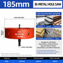 185mm Bi-Metal M42 High Speed Steel Hole Saw | with Pilot Drill Bit, Smooth Cutting Edge for PVC, Drywall, Wood, Plastic, Gypsum Board, Rubber, Thin Metal