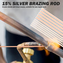 40Pcs 15% Silver Brazing Rods, Silver Solder Phos Copper Brazing Alloys Flat and Round Welding Rods for Air Conditioning Refrigerator Cold Storage HVAC Units (BCuP-2 20Pcs, BCuP-5 20Pcs)