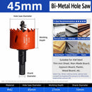 45mm Bi-Metal M42 High Speed Steel Hole Saw | with Pilot Drill Bit, Smooth Cutting Edge for PVC, Drywall, Wood, Plastic, Gypsum Board, Rubber, Thin Metal