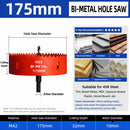175mm Bi-Metal M42 High Speed Steel Hole Saw | with Pilot Drill Bit, Smooth Cutting Edge for PVC, Drywall, Wood, Plastic, Gypsum Board, Rubber, Thin Metal