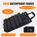 Portable Foldable Roll Up Tool Bag, Heavy Duty Tool Organizer Bag with 5 Compartments & 2 Detachable Pouches for Tools Storage, Waterproof Tool Roll Bag for Dad Men Electrician Mechanic Gifts - Brown - Size 21.3*12.6in