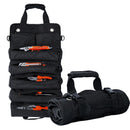 Portable Foldable Roll Up Tool Bag, Heavy Duty Tool Organizer Bag with 5 Compartments & 2 Detachable Pouches for Tools Storage, Waterproof Tool Roll Bag for Dad Men Electrician Mechanic Gifts - Green - Size 21.3*12.6in