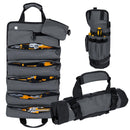 Portable Foldable Roll Up Tool Bag, Heavy Duty Tool Organizer Bag with 5 Compartments & 2 Detachable Pouches for Tools Storage, Waterproof Tool Roll Bag for Dad Men Electrician Mechanic Gifts - Gray - Size 21.3*12.6in