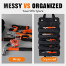 Portable Foldable Roll Up Tool Bag, Heavy Duty Tool Organizer Bag with 5 Compartments & 2 Detachable Pouches for Tools Storage, Waterproof Tool Roll Bag for Dad Men Electrician Mechanic Gifts - Gray - Size 21.3*12.6in