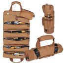 Portable Foldable Roll Up Tool Bag, Heavy Duty Tool Organizer Bag with 5 Compartments & 2 Detachable Pouches for Tools Storage, Waterproof Tool Roll Bag for Dad Men Electrician Mechanic Gifts - Gray - Size 21.3*12.6in