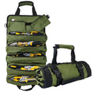 Portable Foldable Roll Up Tool Bag, Heavy Duty Tool Organizer Bag with 5 Compartments & 2 Detachable Pouches for Tools Storage, Waterproof Tool Roll Bag for Dad Men Electrician Mechanic Gifts - Gray - Size 21.3*12.6in