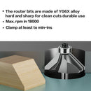 12mm*3/8 45-Degree Chamfer Router Bit for Woodworking Edge Shaping for Furniture and Cabinet Projects(Gray)
