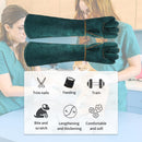 1 Pair 24.4in Animal Handling Gloves Bite Proof, Leather Welding Gloves
Reinforced Leather Gloves with 2 Tweezers for Dog Training,Cat,Falcon,Reptile(Blue)