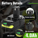 18V P108 Ryobi 18V Battery Replacement P117 Charger Lithium-Ion Battery Power - Black - Size 2000mAh