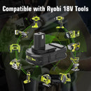 18V P108 Ryobi 18V Battery Replacement P117 Charger Lithium-Ion Battery Power - Black - Size 5000mAh