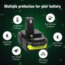 18V P108 Ryobi 18V Battery Replacement P117 Charger Lithium-Ion Battery Power - Black - Size Charger
