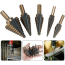 5 pcs Metal Step Drill Bit, 5-35Mm Hss Titanium Conical Triangle Metal Step Cutter For Steel, Wood, Brass, Aluminum, Pvc