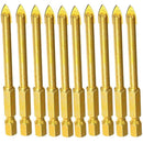 10 pcs 6Mm Tungsten Carbide Drill Bit Set With Flat Hex Shank For Mirror Porcelain Marble