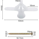 50 pcs Plasterboard Anchors Sets Plastic Expansion Pipe Aircraft Self Drilling Expansion Tube Anchors Used For Most