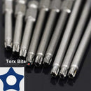 11 Piece Long Torx Screwdriver Bit Set - Magnetic Bits - 1/4" Hex Shank - Sizes T6 To T40 - 100Mm Length