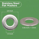 100 Pcs 1/4 Inch Flat Washers, 304 Stainless Steel Anti Rust Washers for Screws Bolts