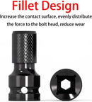 2-Pack Screwdriver Adapter - 1/2 inch Square Drive to 1/4 inch Hex Female - Suitable for Impact Air and Electric Wrenches - Black Hardened Steel Connector - Universal Tool Adapter