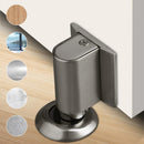 Magnetic Floor Door Stopper with Self-Adhesive Mount and Raised Disc, No-Drill Metal Door Holder for Home Use, Grey