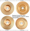 4 Pack Tungsten Carbide Angle Grinder Discs, 115 and 125 mm Wood Shaping Grinding and Carving Wheels for Compatible Grinders