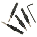 Drill Bit ! 1/4" Quick Change Hex Shank Countersunk Drill Bit with Wrench 4 Pieces, Shank 1/4 Drill with Hex Quick Inch Countersink 4Pcs Change Bit Tools and Home Improvement Black