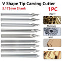 1PC V Shape Engraving Bit Carbide CNC Router Bit 20-60 Degree Tipped 0.1mm 0.2mm 0.3mm Milling Cutter, 3.175mm Shank