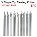 1PC V Shape Engraving Bit Carbide CNC Router Bit 20-60 Degree Tipped 0.1mm 0.2mm 0.3mm Milling Cutter, 3.175mm Shank