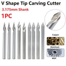1PC V Shape Engraving Bit Carbide CNC Router Bit 20-60 Degree Tipped 0.1mm 0.2mm 0.3mm Milling Cutter, 3.175mm Shank