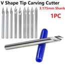 1PC V Shape Engraving Bit Carbide CNC Router Bit 20-60 Degrees Tipped Milling Cutter, 3.175mm Shank 0.1mm 0.2mm 0.3mm Tip 30Dx0.3 60Dx0.2