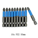 10Pcs Magnetic Anti Skid Screwdriver Bits Set PH1 PH2 PH3 PZ1 PZ2 PZ3 Alloy Steel Electric Cross Screw Driver Bits for Electric Drill, 50mm