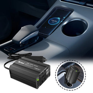150W Car Power Inverter, 12V DC to 110V AC Vehicle Adapter with 3.1A USB Charger Outlet for Laptop Computer Travel and Emergency Power Use,
