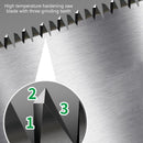 Japanese Pull Saw, Double Edge Hand Saw with Wooden Handle for Flush Cutting Trim Work Carpentry and Woodworking, Silver