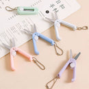 1 Piece Mini Folding Scissors with Keychain, Compact Portable Retractable Shears for Travel Crafts Sewing and Scrapbooking, 1.85 x 0.71 in