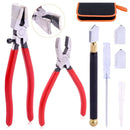 Premium Glass Running Breaking Pliers and Class Cutter Kit, Heavy Duty Glass Cutting Tool with Rubber Tip, Work Great for Stained Glass, Mosaics, Fusing, Breaking