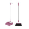 Pink Broom and Dustpan Set, 180° Rotatable Brooms, Upright Angle with Built-in Comb Teeth Dustpan Combo Set for Home Kitchen Office Lobby Floor Standing Dust Pan