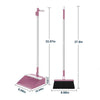 Pink Broom and Dustpan Set, 180° Rotatable Brooms, Upright Angle with Built-in Comb Teeth Dustpan Combo Set for Home Kitchen Office Lobby Floor Standing Dust Pan