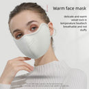 White thick plush thermal mask with breathable holes, women's windproof and cold proof skiing mask, warm winter outdoor snow sports mask