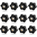 12 Pcs Plastic Star Black, Star Handle Nuts Handle Screws, M8 Internal Thread Knurled Screws for Machine Tools