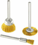 45 Piece Brass Brush Set Compatible with Dremel and Proxxon, Round and Disc Brushes, 3.17 mm Shaft