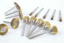 45 Piece Brass Brush Set Compatible with Dremel and Proxxon, Round and Disc Brushes, 3.17 mm Shaft