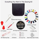 Mini Sewing Kit with 52 Sewing Supplies, 18 Thread Spools with Black Sewing Box for Beginners Kids Travelers Sewing Machine Adults Girls, Small