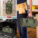 Waterproof Tool Roll Organizer With Detachable Zipper Pouches And Carry Handle For Electricians Mechanics DIY, Green